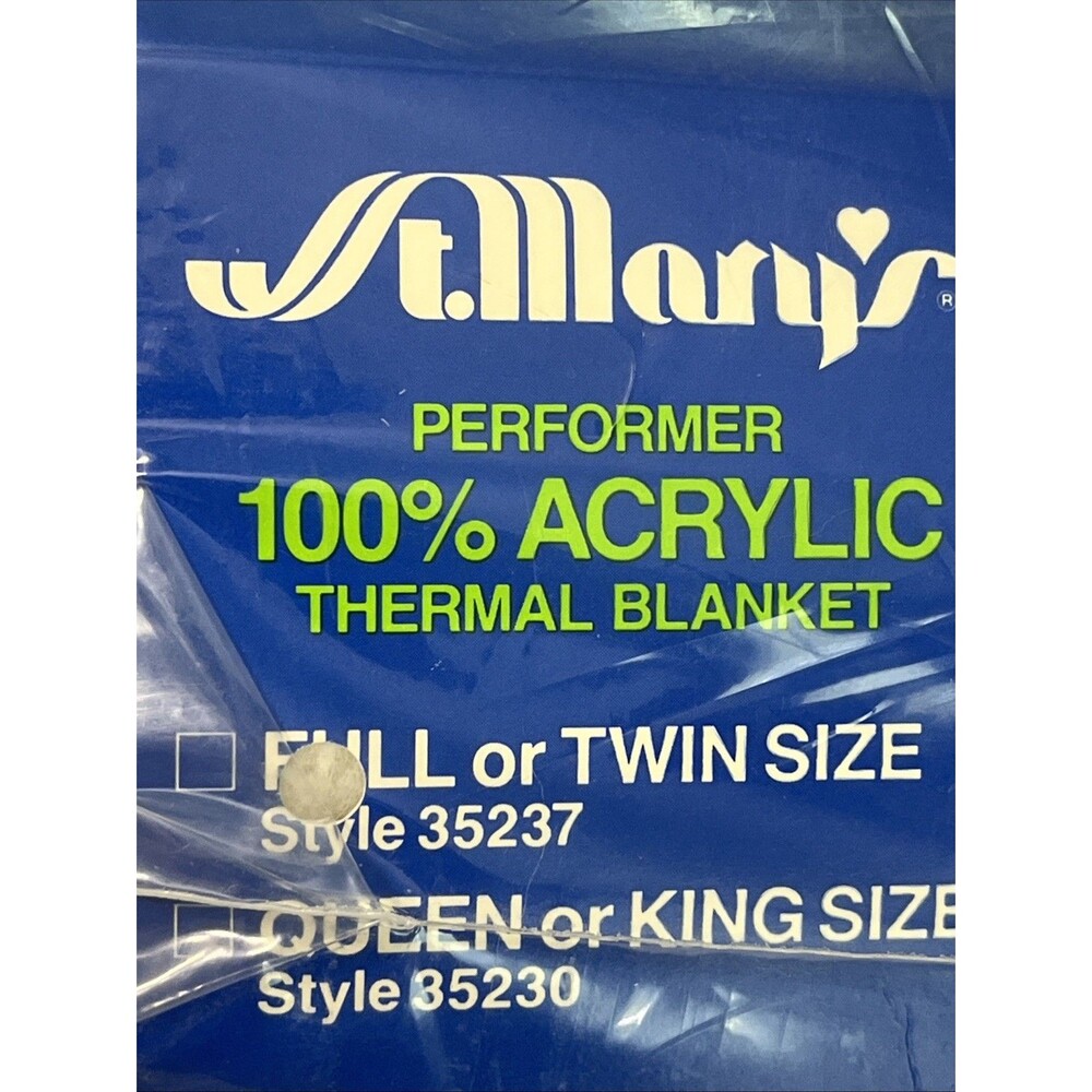Vtg St. Marys Fieldcrest Mills Full Twin 72x90 Acrylic Blanket WHITE Made In USA - Picture 8 of 8